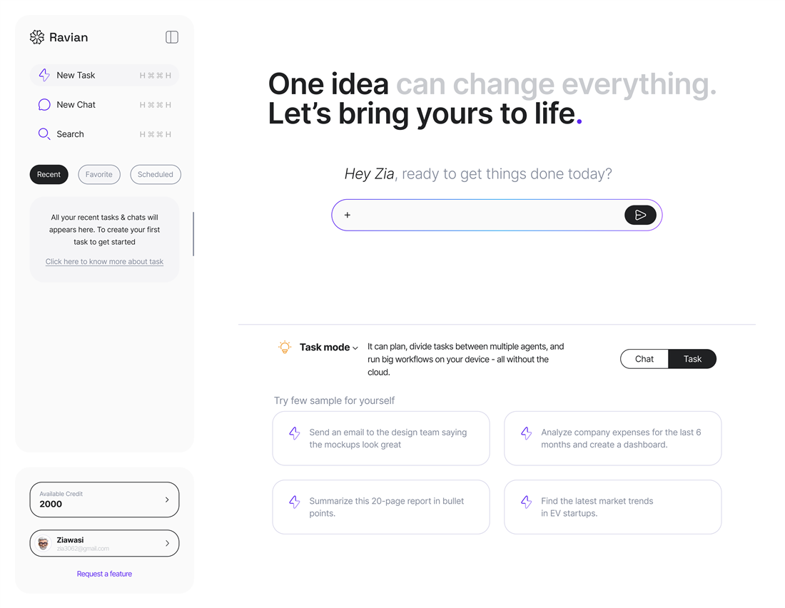 Ravian AI — Task & chat agent
