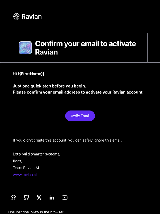Ravian AI — Lifecycle email