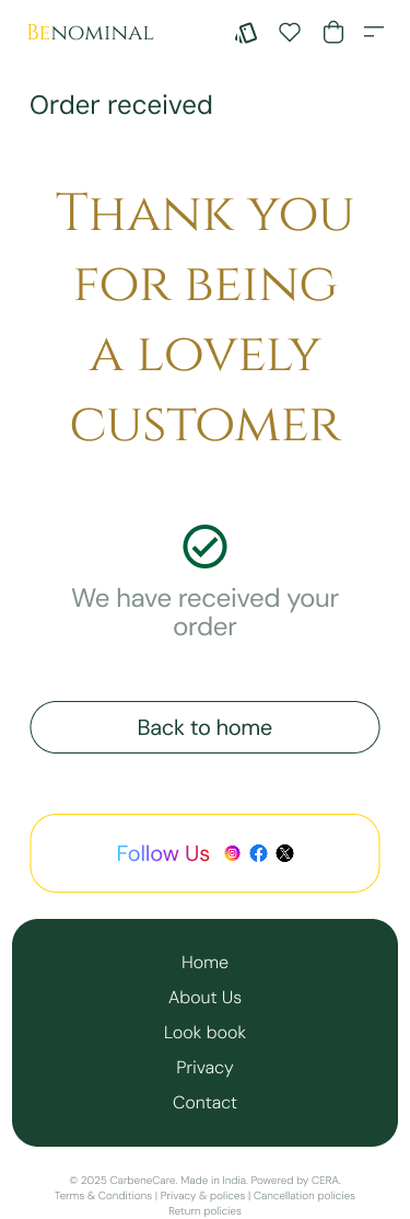 Benominal — Order confirmed
