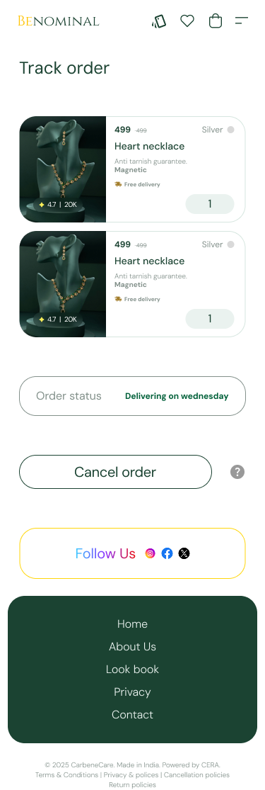 Benominal — Track order