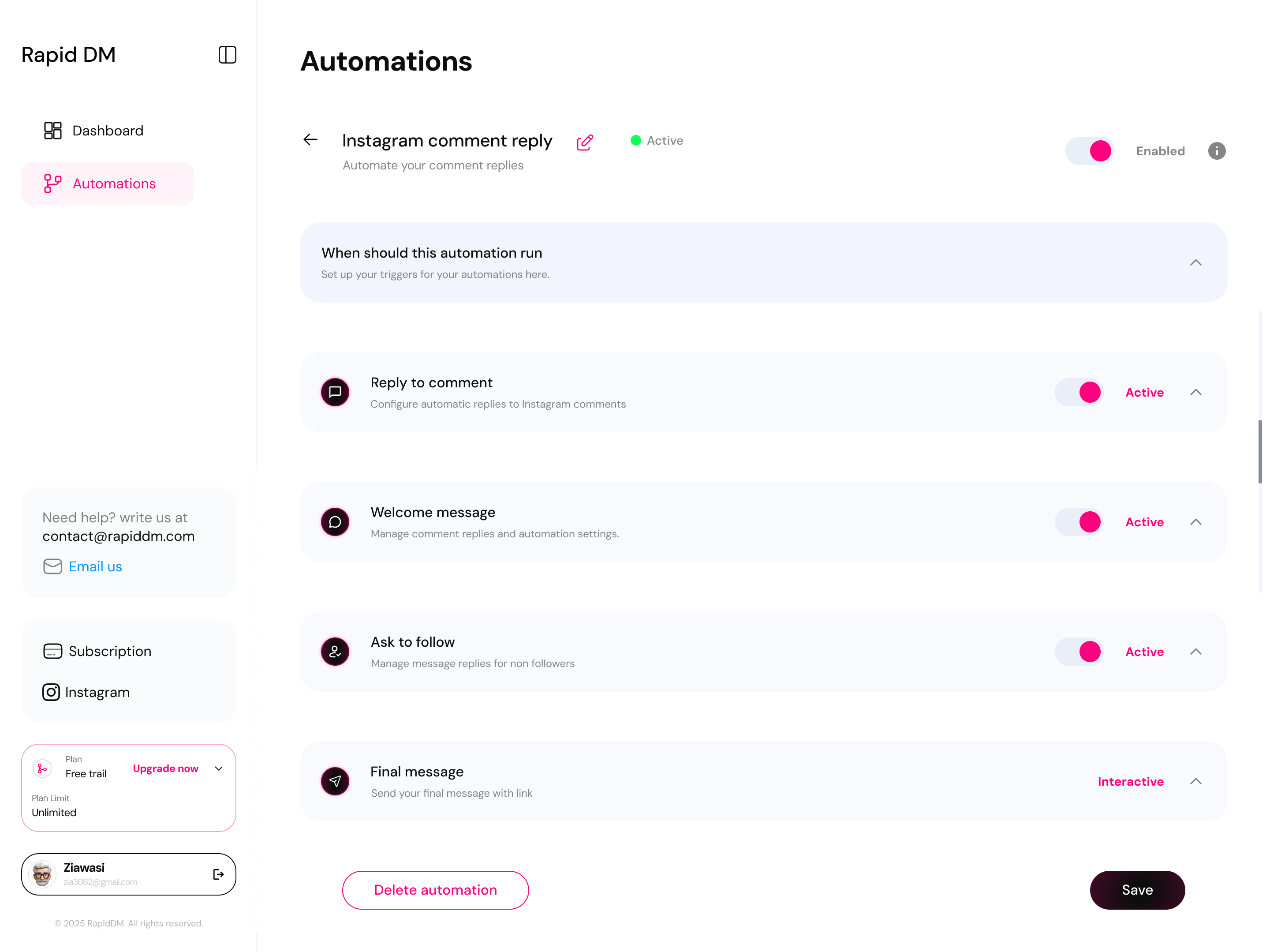 RapidDM — Comment replies