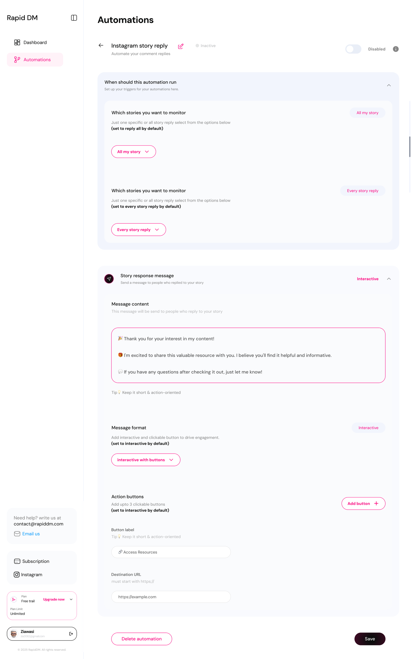 RapidDM — Story automation