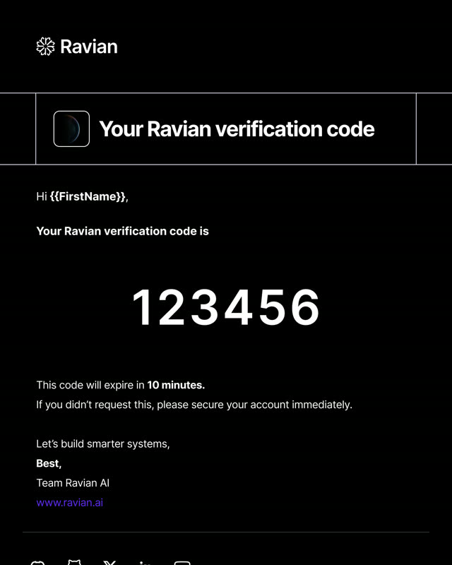 Ravian AI — Update email