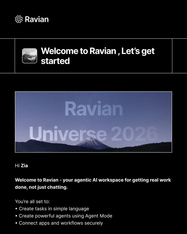 Ravian AI — Release email